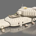 Futuristic Space Station Structure With Dome Modules Platforms Ladders And Equipment 3d model