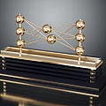Golden Molecular Structure Model With Spheres Connecting Rods And Black Gold Base