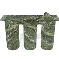 Elegant Green Marble Dining Table With Three Cylindrical Legs And Top Sculpture