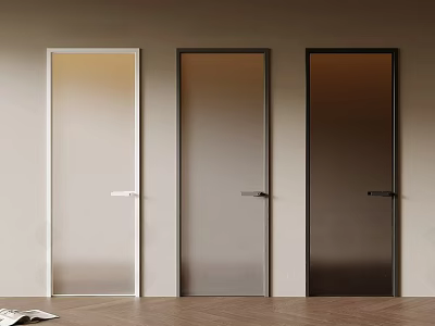 Modern Minimalist Swing Doors In White Gray And Brown Tones For Interior Design 3d model