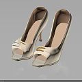 Elegant Beige Peep Toe High Heels With Golden Decorative Buckles And Stiletto Heels