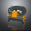 Black Orange And Blue Miter Saw With Transparent Guard And Orange Base