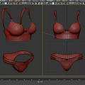 Women's Red And Black Lace Underwear Set Including Bras And Panties With Delicate Bow Design