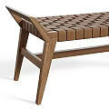 Modern Wooden Public Bench With Woven Seat And Sturdy Frame Design