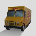DHL Yellow Delivery Van With Express Worldwide Logo And Text On Side 3d model