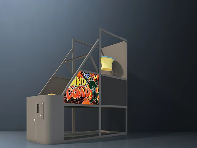 Multi level Playground Equipment With Colorful Panels And Yellow Bowl Shaped Element 3d model