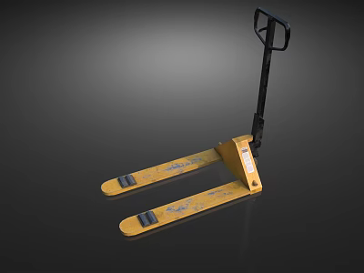 Industrial Equipment Yellow Manual Pallet Jack With Forks And Black Handle 3d model
