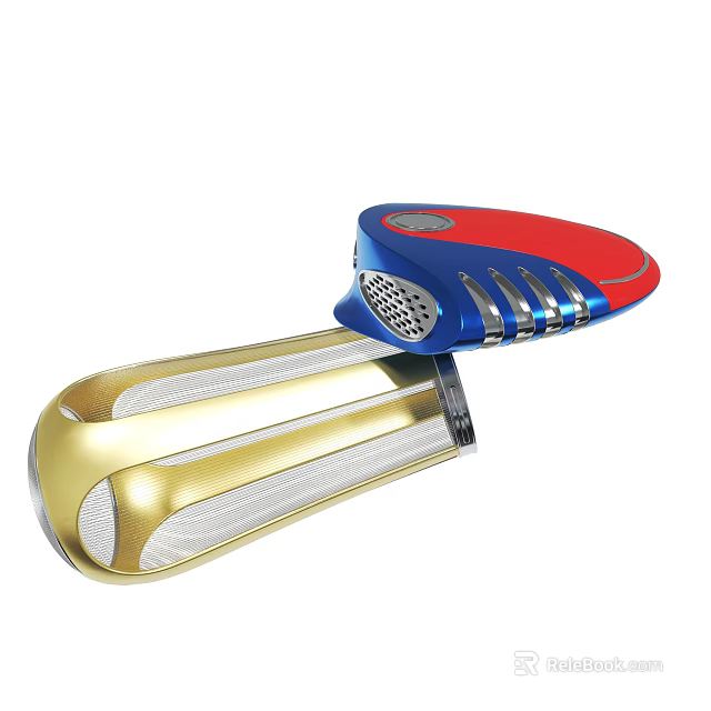 Red Blue And Gold Modern Device With Heating Elements And Fan Structure 3d model 