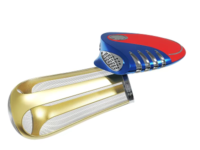 Red Blue And Gold Modern Device With Heating Elements And Fan Structure 3d model