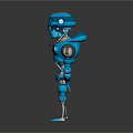 Blue Robot Character With Mechanical Structure Big Eyes And Standing Design