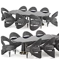 Modern Dining Table and Chairs Set with Curved Backrest Marble Tabletop Metal Legs