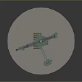 3D Crane Model With Detailed Metal Structure Displayed On Circular Platform Design