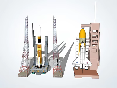 Modern rocket launch tower 3d model