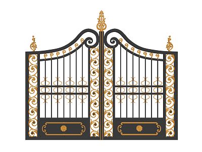 European-style gate, classical iron gate, aluminum gate, courtyard door 3d model