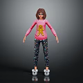 3D Character Wearing Pink Sweatshirt With Gingerbread Man Graphic And Floral Pants White Shoes
