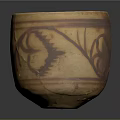 Traditional Handcrafted Carved Ceramic Pot With Intricate Patterns And Chipped Rim