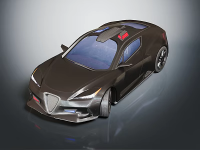 Black Sports Car With Sleek Streamlined Body Unique Headlights And Aerodynamic Roof 3d model