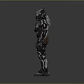 Futuristic Sci Fi Character with Detailed Biomechanical Armor and Advanced Weapons