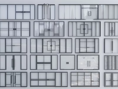 Various Window And Door Design Options With Different Frame Styles And Glass Panels 3d model
