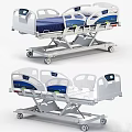 Adjustable Medical Hospital Bed With Control Panel And Bedside Cabinet 3d model