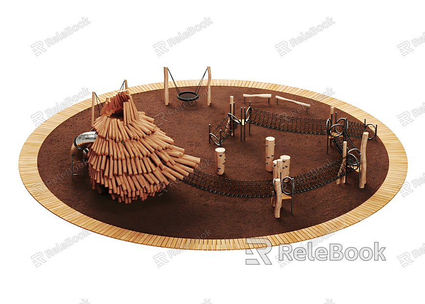 Log Playground Wild Playground Wooden Unpowered Playground Forest Playground model