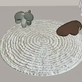 Modern Round Carpet Fabric Carpet Cream Style Carpet Home Style Carpet Round Cream Style Carpet 3d model