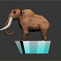 Woolly Mammoth Standing On Ice Block With Blue Glowing Light Effect Below