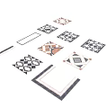 Various Shaped Decorative Floor Mats With Geometric Patterns In Black White And Brown