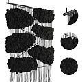 Modern Wall Decor With Clustered Black Small Spheres Hanging On Thin Strings 3d model