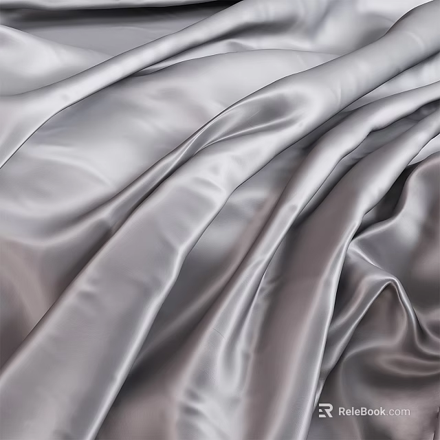 Luxurious Silver Silk Fabric Texture With Natural Wrinkles And Smooth Shiny Sheen 3d model 