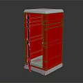 Portable Red Public Toilet Structure With Open Door And White Base