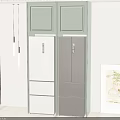 Modern Kitchen Fridge Freezer With White And Gray Doors And Green Cabinets