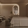 Minimalist SPA Sauna Room with Treatment Beds Soft Lighting and Body Relaxation