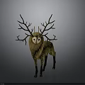 Artistic Fantasy Deer With Large Antlers And Green Moss Covered Body