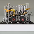 Miniature Drum Set Model With Drums Cymbals And Metal Stands