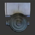 Metal Cylindrical Rod With Square White Blocks As Industrial Mechanical Part