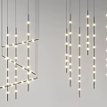 Elegant Luxury Pendant Light with Modern Linear Design Hanging in Stylish Living Room