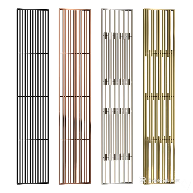Modern Slatted Room Dividers In Black Copper Silver And Gold Finishes 3d model 
