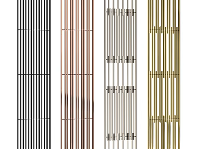 Modern Slatted Room Dividers In Black Copper Silver And Gold Finishes 3d model