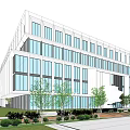 modern office building multi-storey office building 3d model