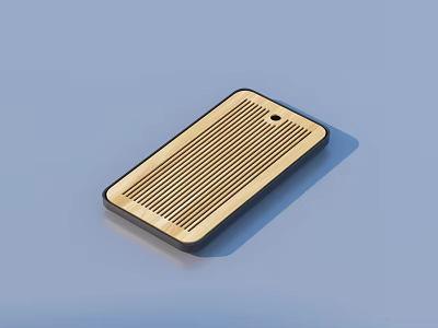 Sleek Wooden Rectangular Device With Striped Surface Black Border And Small Dot 3d model