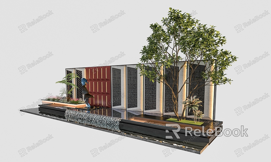 Modern stacked water scene wall model