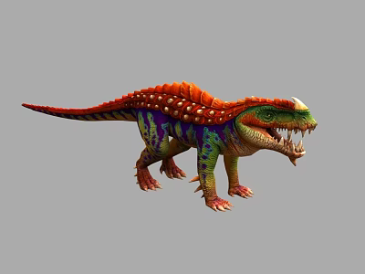 Colorful Dinosaur 3D Model With Vibrant Spiked Back And Sharp Teeth 3d model