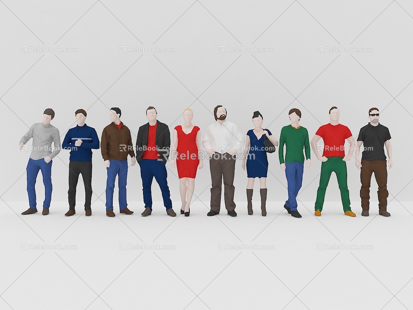 Multiplayer Crowd Character Combination Multiplayer Combination Character Human Model Dummy Low Poly Character Professional Male Human 3d model