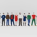 Multiplayer Crowd Character Combination Multiplayer Combination Character Human Model Dummy Low Poly Character Professional Male Human 3d model