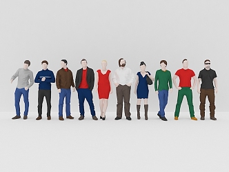 Multiplayer Crowd Character Combination Multiplayer Combination Character Human Model Dummy Low Poly Character Professional Male Human 3d model