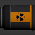 Cylindrical Black and Orange Household Appliance with Green Accents and Modern Design