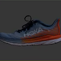 Blue Running Shoes With Red Accents Striped Upper And Streamlined Silhouette