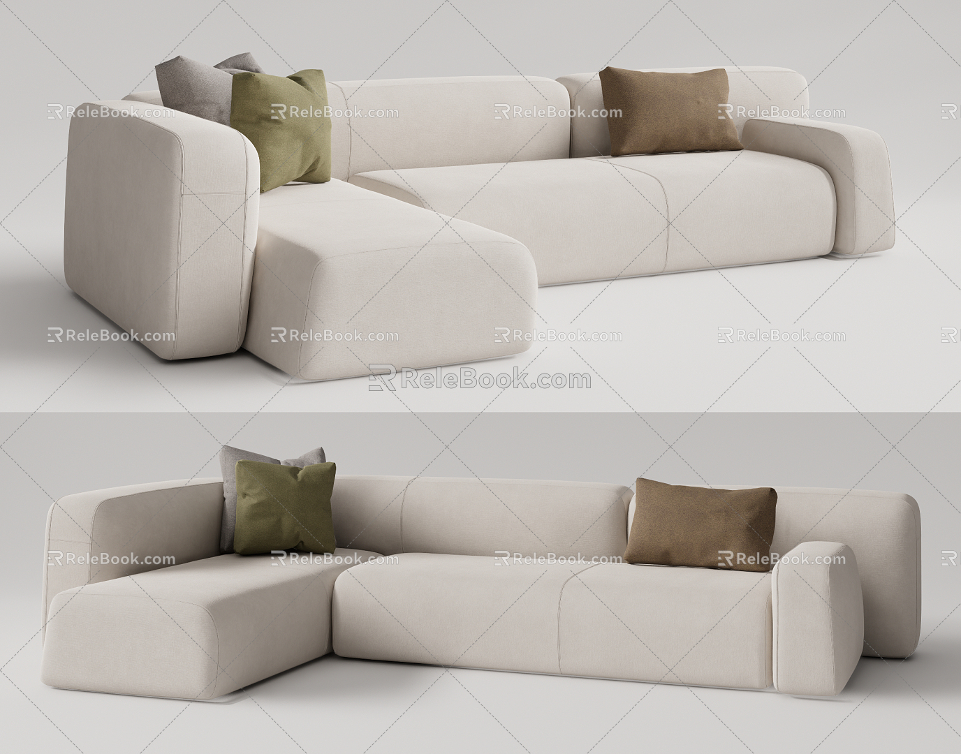 Modern corner sofa multiplayer sofa 3d model