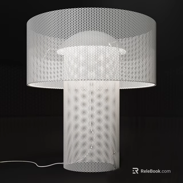 Elegant Modern Table Lamp With Perforated Shade And Hollow Column Design 3d model 